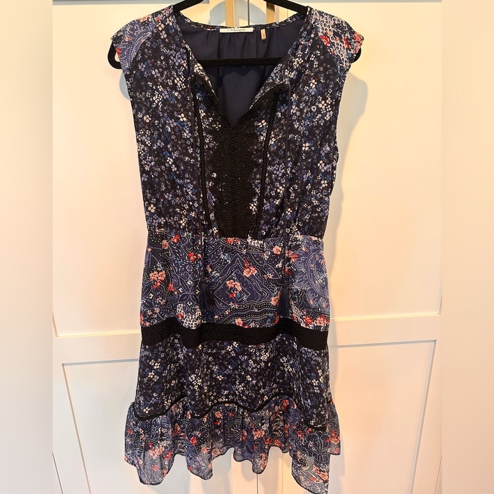 Tahari Blue Floral Dress